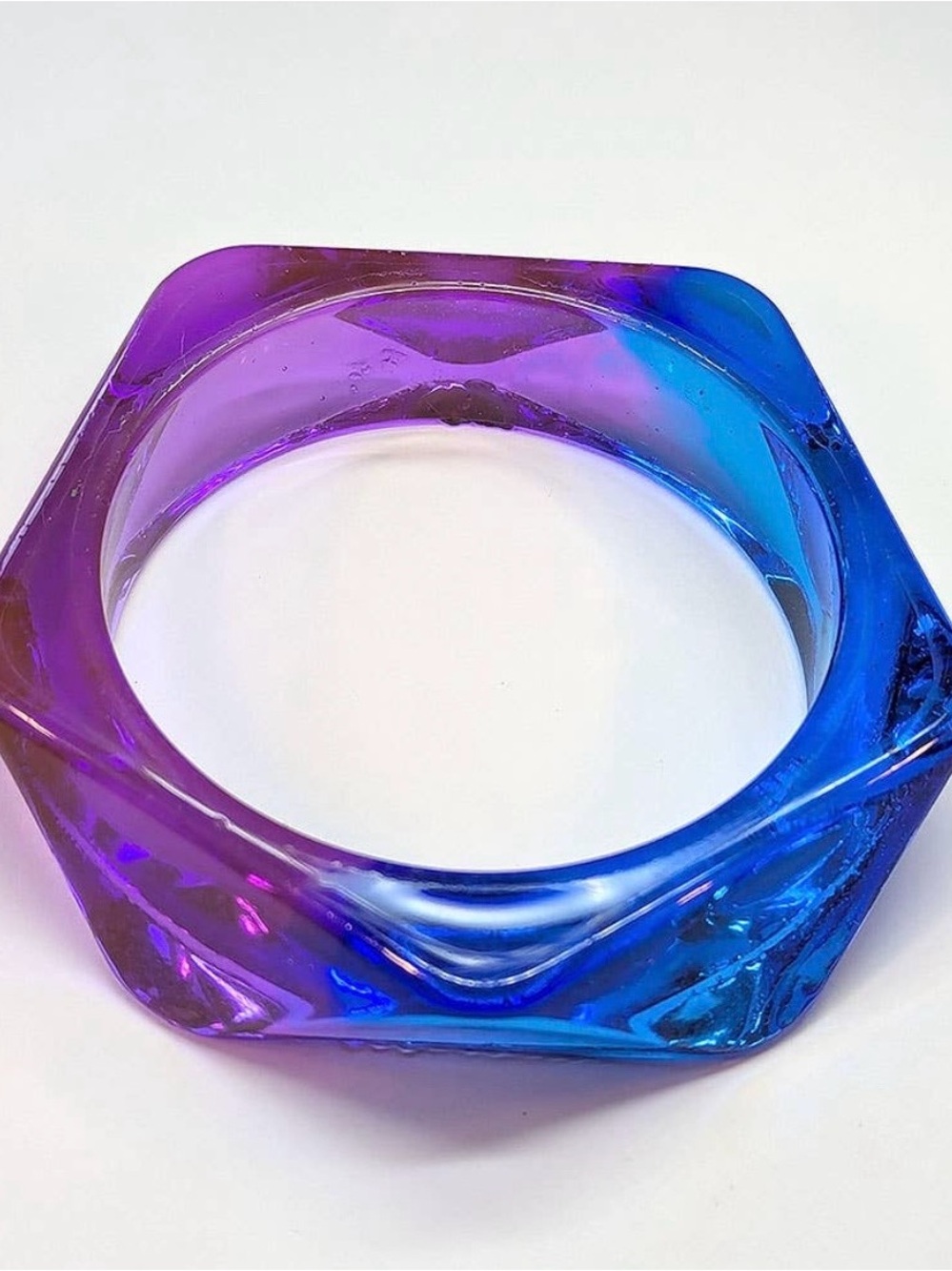 Two-Tone Polygon Resin Bangle Bracelet